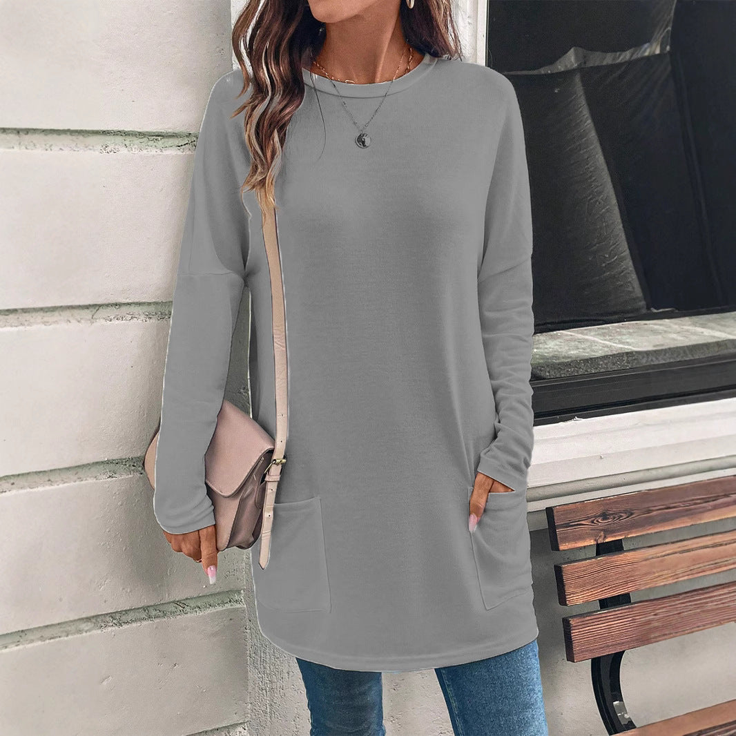 Felpa da donna – Vestibilità comoda – Cotone morbido – Girocollo – Tasche sui fianchi