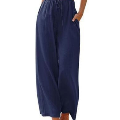 Pantaloni larghi da donna – Tessuto traspirante – Vestibilità comoda – Coulisse in vita – Tasche