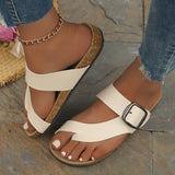 Sandali bassi da donna slip-on – Suola in sughero – Cinturino regolabile con fibbia in metallo