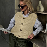 Cardigan in maglia da donna – Vestibilità oversize – Chiusura con bottoni – Trama a coste – Tasche