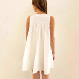 Abito a trapezio da donna – Cotone leggero – Senza maniche – Vestibilità ampia – Stile mini casual