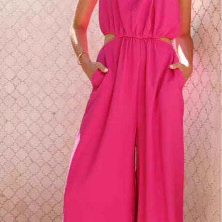 Tuta da donna – Scollo all'americana – Vestibilità ampia – Gambe larghe – Vita regolabile