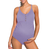 Costume da bagno premaman da donna – Vestibilità elasticizzata – Bottoni – Tessuto traspirante – Copertura totale