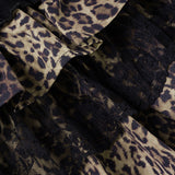 Minigonna con fiocco in pizzo a strati e stampa leopardata