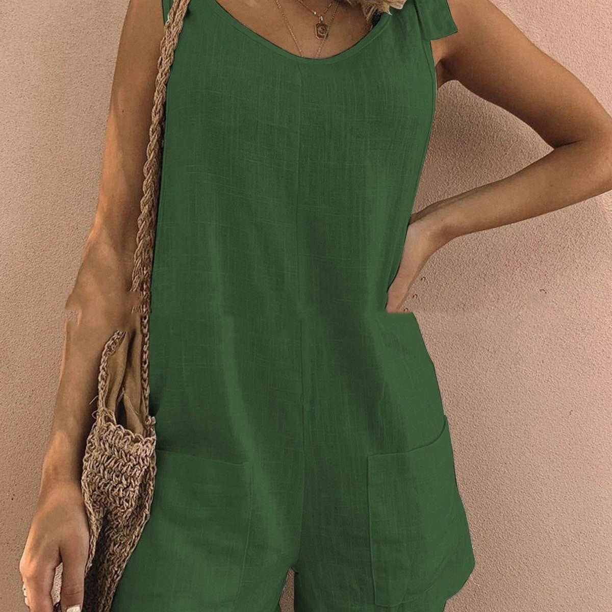 Tuta da donna – Spalline regolabili – Scollo a barchetta – Tasche applicate