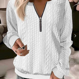 Maglione da donna – Maglia a trecce – Vestibilità comoda – Collo con cerniera regolabile – Lana morbida