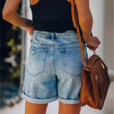 Pantaloncini in denim da donna – Vestibilità comoda – Vita media – Orlo affusolato