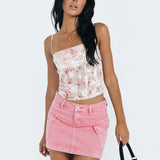 Minigonna da donna – Vestibilità slim – Denim strutturato – Tasche anteriori – Chiusura con zip e bottone