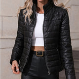 Giacca trapuntata da donna – Taglio aderente – Cotone – Collo alto – Chiusura con zip