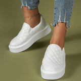 Sneakers da donna con plateau - Texture trapuntata - Facili da indossare - Look casual moderno