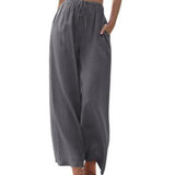 Pantaloni larghi da donna – Tessuto traspirante – Vestibilità comoda – Coulisse in vita – Tasche