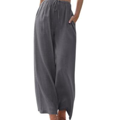 Pantaloni larghi da donna – Tessuto traspirante – Vestibilità comoda – Coulisse in vita – Tasche