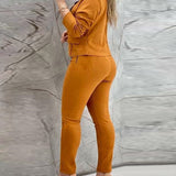 Completo due pezzi da donna - Tessuto elasticizzato - Vestibilità slim - Collo alto - Maniche lunghe