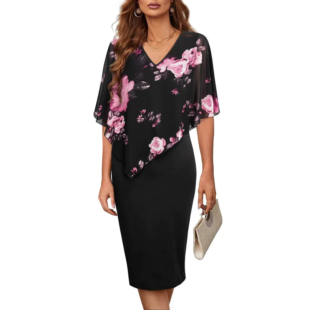 Abito da donna – Taglio aderente – Scollo a V – Tessuto fluido – Elegante lunghezza midi