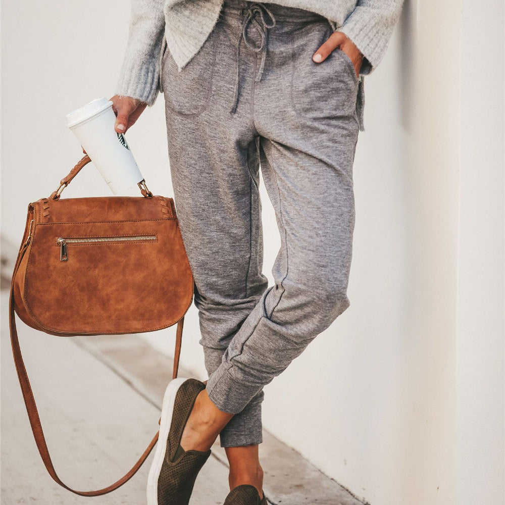 Pantaloni jogger da donna – Vestibilità comoda – Cotone morbido – Vita elasticizzata – Tasche