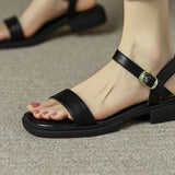 Sandali bassi da donna – Punta aperta – Suola spessa – Cinturino regolabile – Comfort casual