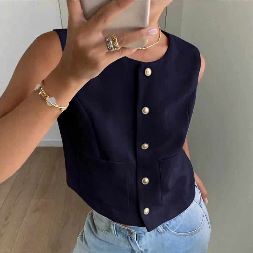 Gilet da donna – Taglio strutturato – Senza maniche – Tessuto traspirante – Stile casual