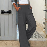 Pantaloni da donna a gamba larga – Vestibilità comoda – Vita elasticizzata – Tessuto traspirante e fluido