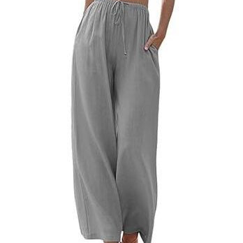 Pantaloni larghi da donna – Tessuto traspirante – Vestibilità comoda – Coulisse in vita – Tasche