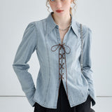 Giacca-camicia da donna – Taglio aderente – Allacciatura frontale – Maniche lunghe strutturate