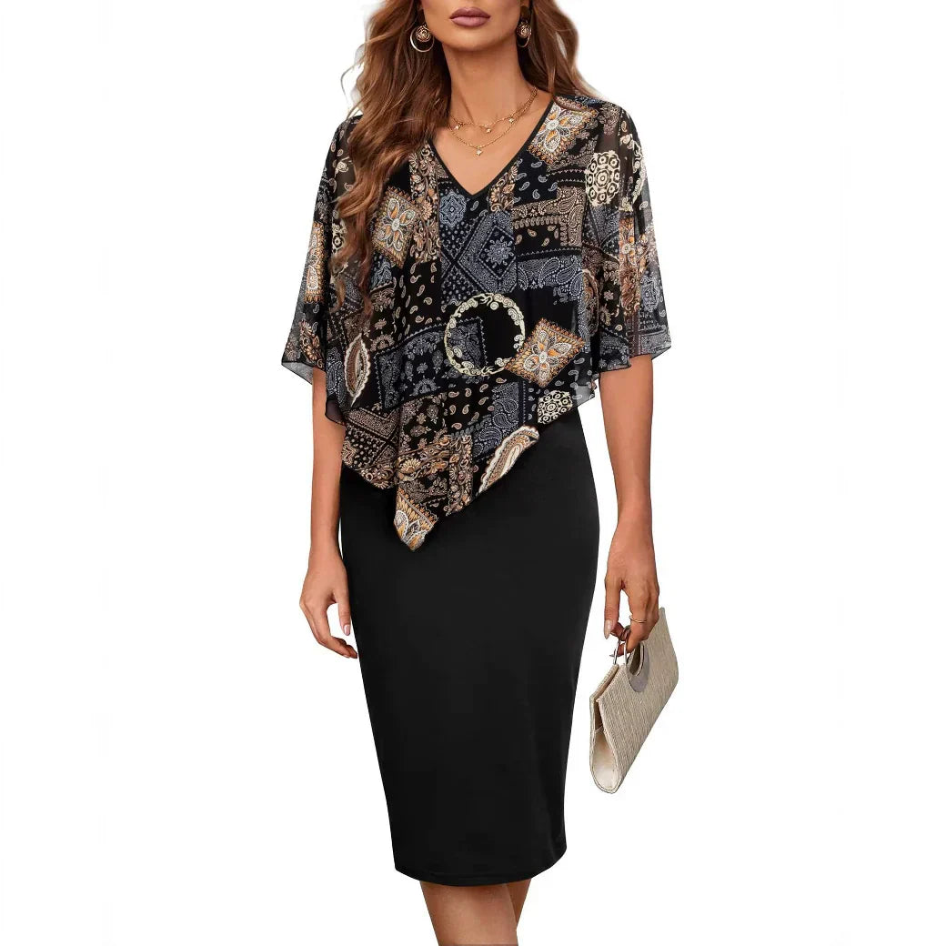 Abito da donna – Taglio aderente – Scollo a V – Tessuto fluido – Elegante lunghezza midi