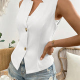 Gilet da donna – Taglio aderente – Scollo a V – Senza maniche – Tessuto strutturato