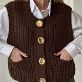 Cardigan in maglia da donna – Vestibilità oversize – Chiusura con bottoni – Trama a coste – Tasche