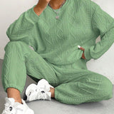 Completo da casa da donna – Maglia a trecce – Vestibilità comoda – Maniche lunghe e orlo aderente