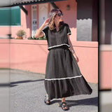 Completo gonna da donna – Misto cotone – Vestibilità comoda – Maniche corte – Pizzo