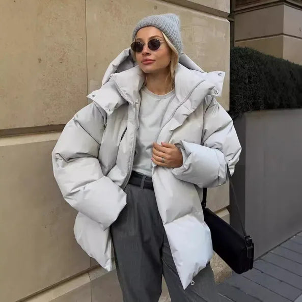Giacca trapuntata da donna – Vestibilità oversize – Cappuccio – Idrorepellente – Lunghezza a metà coscia