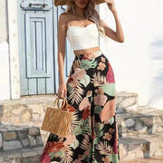 Gonna lunga da donna – Taglio svasato – Stampa floreale tropicale – Tessuto leggero e traspirante