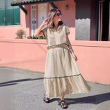 Completo gonna da donna – Misto cotone – Vestibilità comoda – Maniche corte – Pizzo