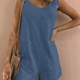 Tuta da donna – Spalline regolabili – Scollo a barchetta – Tasche applicate