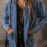 Blazer in denim da donna – Vestibilità slim – Chiusura con un bottone – Stile casual strutturato