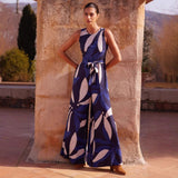 Tuta senza maniche da donna – Vestibilità ampia – Cintura in vita – Stampa astratta