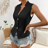 Gilet da donna – Taglio aderente – Scollo a V – Senza maniche – Tessuto strutturato