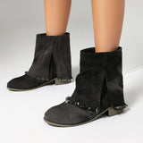 Stivaletti da donna – Vestibilità comoda – Tacco piatto – Tessuto effetto denim invecchiato – Facili da infilare