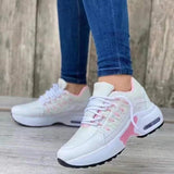 Scarpe sportive da donna – Rete traspirante – Tacco a zeppa – Chiusura con lacci