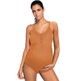 Costume da bagno premaman da donna – Vestibilità elasticizzata – Bottoni – Tessuto traspirante – Copertura totale