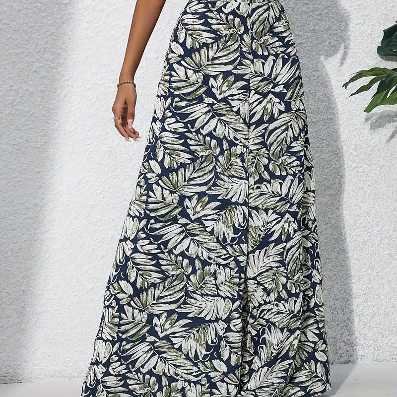 Pantaloni larghi da donna – Vita alta – Tessuto leggero e traspirante – Stampa floreale