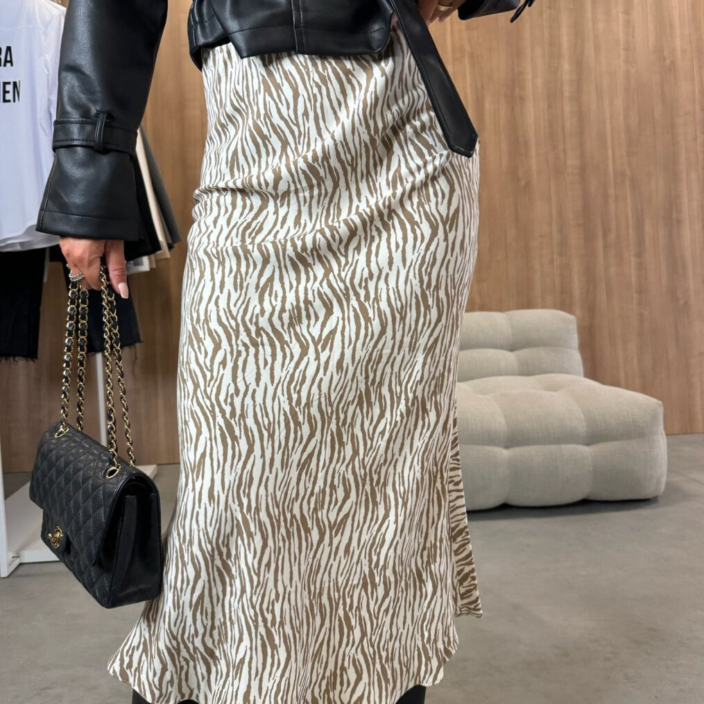 Gonna midi da donna – Vita alta – Taglio svasato – Stampa audace