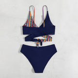 Costume da bagno da donna – Bikini sgambato – Fantasia geometrica – Tessuto elasticizzato traspirante