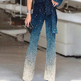 Tuta da donna – Una manica – Taglio asimmetrico – Gamba svasata – Tessuto cangiante