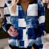 Felpa da donna - Maglia testurizzata - Vestibilità comoda - Collo con cerniera - Maniche lunghe