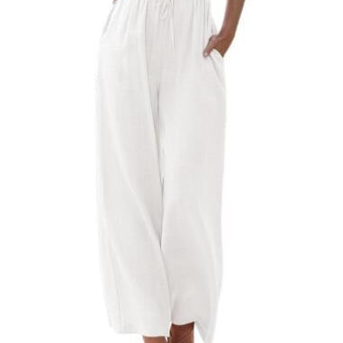 Pantaloni larghi da donna – Tessuto traspirante – Vestibilità comoda – Coulisse in vita – Tasche