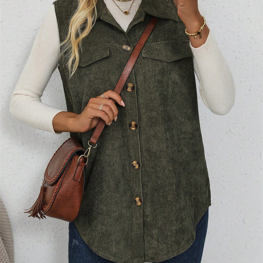 Gilet da donna – Vestibilità comoda – Tessuto morbido a coste – Bottoni e tasche sul petto