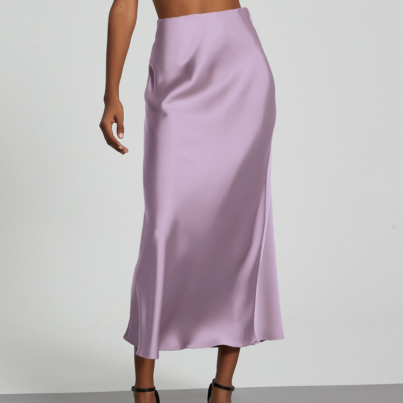 Gonna midi da donna - Raso fluido - Elegante taglio svasato