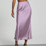 Gonna midi da donna - Raso fluido - Elegante taglio svasato