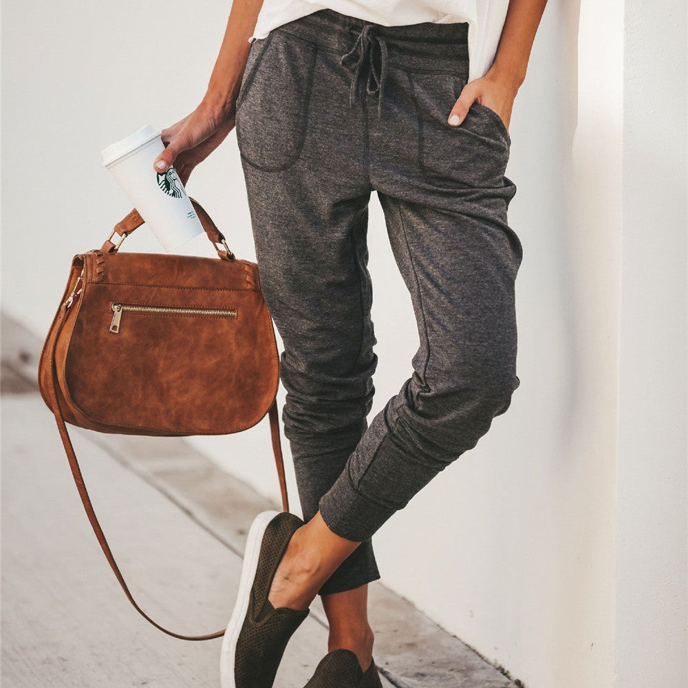 Pantaloni jogger da donna – Vestibilità comoda – Cotone morbido – Vita elasticizzata – Tasche