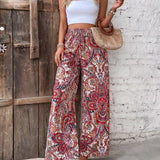 Pantaloni larghi da donna – Tessuto traspirante – Taglio fluido – Elastico in vita in stile bohémien